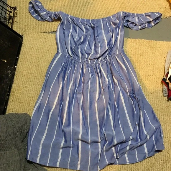 american eagle blue and white striped dress Jolee Blue Striped Maxi Dress